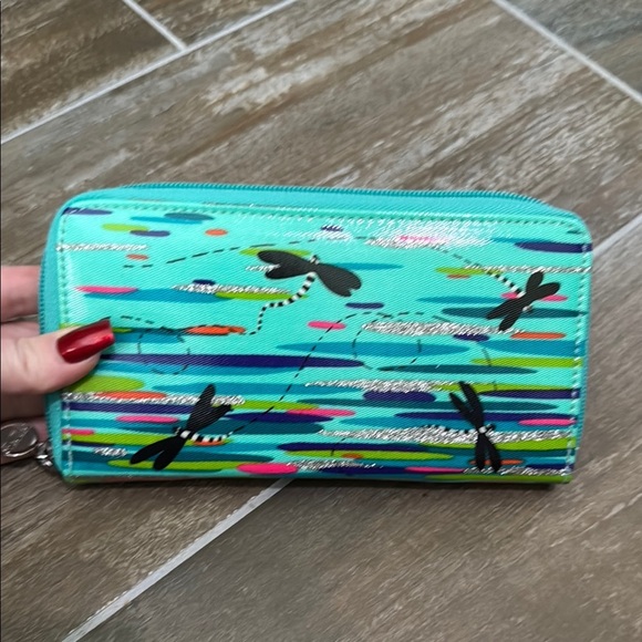 Pylones Purple and Teal Dragonfly Patterned Wallet - Picture 4 of 8